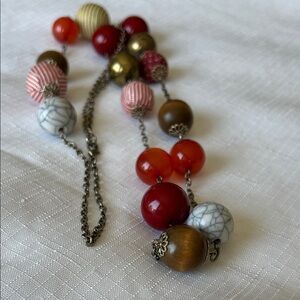 Multicolor Bead Statement collars - Red, Orange, White, Brown